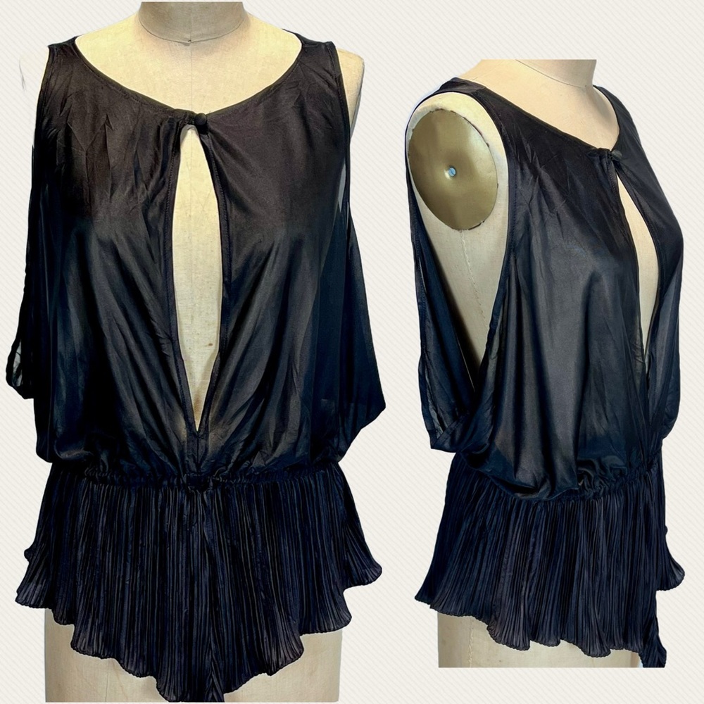 VINTAGE 80s‎ silky black negligee teddy lingerie one piece John Close for Cira
